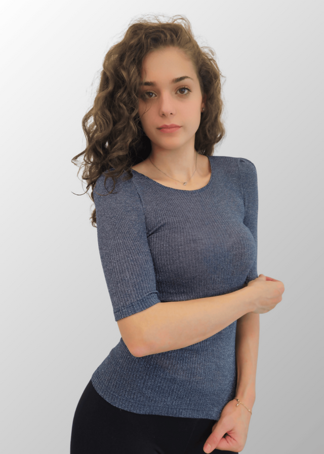 Maglia lamé maniche a 3/4 Giulia in Lana Seta