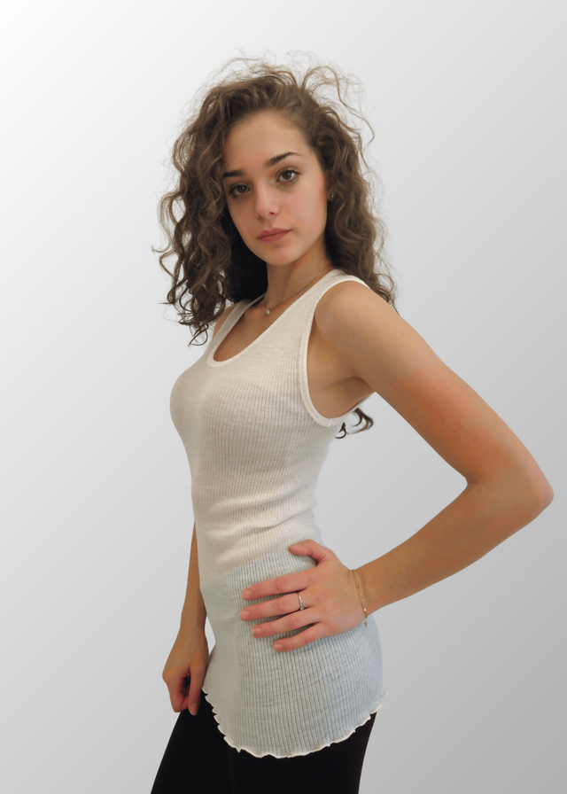 Eva wide shoulder tank top in pure wool