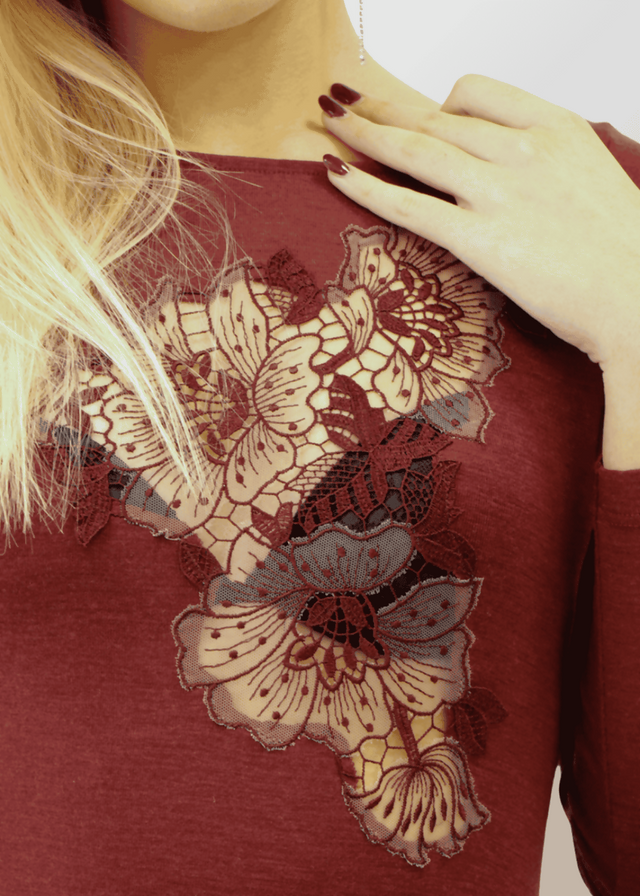Maglia con ricamo floreale Ester in Lana Seta