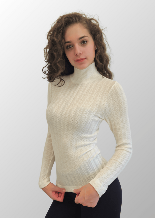 Maglia jacquard con lupetto Xhemile in Lana Seta