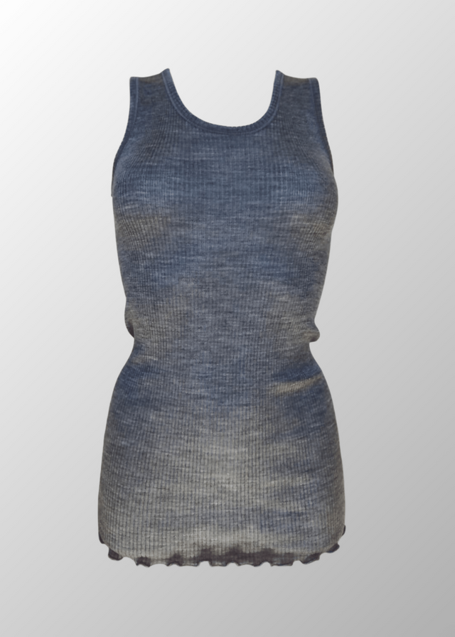 Eva wide shoulder tank top in pure wool
