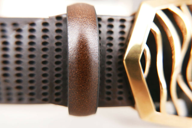 Cintura ONDE ORO ANTICO in pelle a concia vegetale