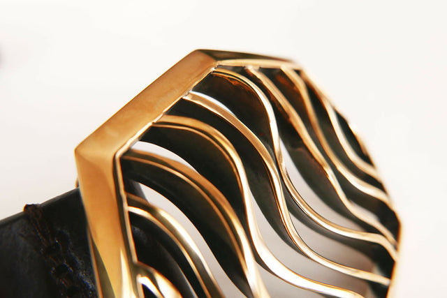 Cintura ONDE ORO ANTICO in pelle a concia vegetale