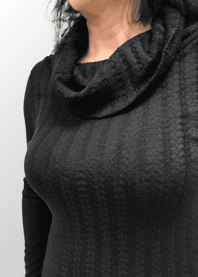 Abito corto jacquard scollo a scialle Fernanda in Lana Seta