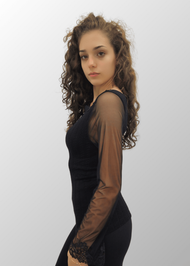 Maglia jacquard con tulle e macramé Roberta in Lana Seta