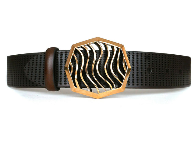 Cintura ONDE ORO ANTICO in pelle a concia vegetale