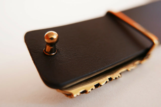 Cintura FOGLIE ORO ANTICO in pelle di vitello