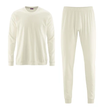 Man natural white pyjamas with cuffs in organic cotton_57310