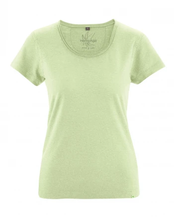 T-shirt with rolled crew neck for woman in hemp and organic cotton_92634