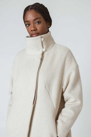 Gara cream coat for women in recycled wool_96329
