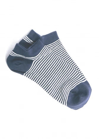 Albero blue striped sneaker socks in organic cotton_101144