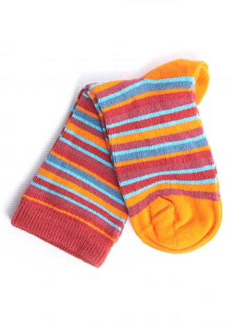 Orange-blue striped children's socks in organic cotton_101287
