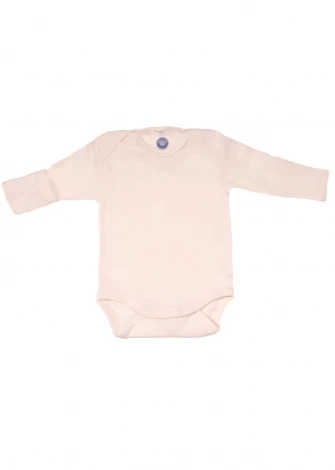 Anti-scratch baby bodysuit in organic wool and silk_105077