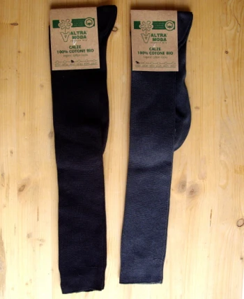 Knee high light socks in dyed organic cotton GREY/BLACK_36567