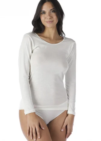 Women's long-sleeved underwear in wool and silk_107938