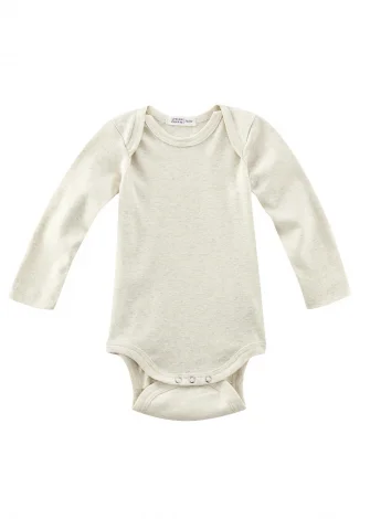 Natural melange baby long-sleeved bodysuit in organic cotton_109846