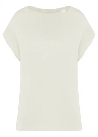 Women's V-neck oversize T-shirt in organic cotton_110419