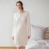 Woman retro nightdress Dominique in organic cotton - Natural white