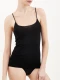 Afrodite vest  top with shoulder strap in natural wool and silk - Black
