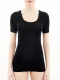 Short sleeve shirt in pure merino wool - Black