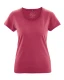 T-shirt with rolled crew neck for woman in hemp and organic cotton - Sangria