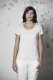 T-shirt con girocollo arrotolato da donna in canapa e cotone biologico - Bianco
