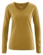 Woman's rolled crew neck sweater in hemp and organic cotton - Arachide