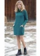Sophie dress for women in pure organic boiled wool - Emerald