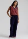 Women's trousers Tiger Navy in organic cotton velour - Navy