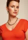 Double V T-shirt in sustainable Ecovero viscose - Coral