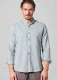 Short-sleeved Men's Shirt in Hemp and White Organic Cotton - Atlantic Blue