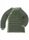 Kimono shirt in pure merinos organic wool - Light green/gray striped