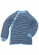 Kimono shirt in pure merinos organic wool - Blue/gray striped