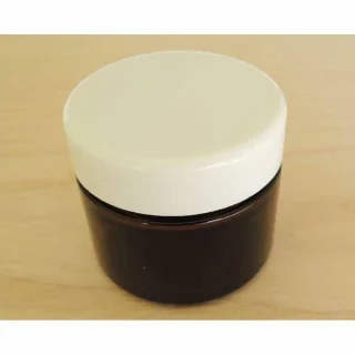 Dark glass jar 50 ml with white cap_48622