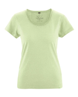 T-shirt with rolled crew neck for woman in hemp and organic cotton_92634