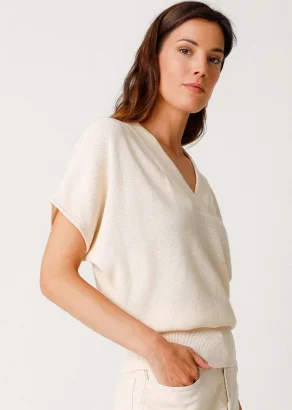 Summer v-neck sweater Garazi for women in Organic Cotton_109789