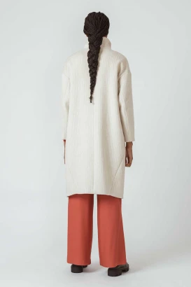 Gara cream coat for women in recycled wool_96328