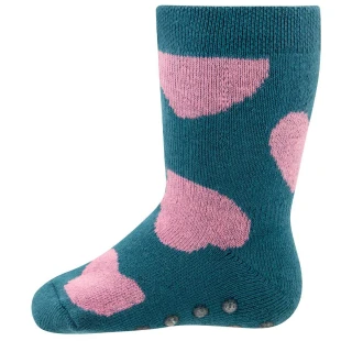 Non-slip Turquoise socks for girls in organic cotton_99691