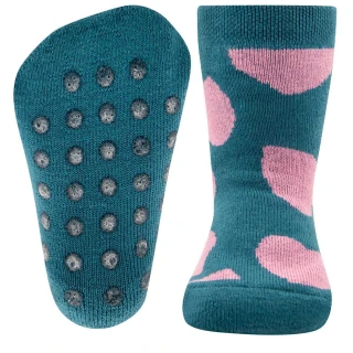 Non-slip Turquoise socks for girls in organic cotton_99693
