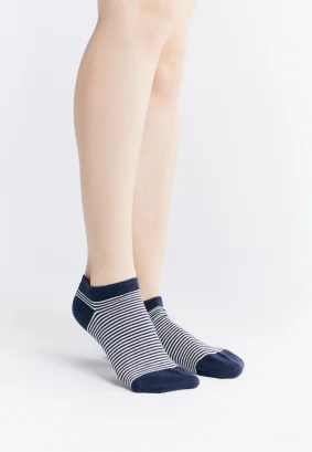 Albero blue striped sneaker socks in organic cotton_101145