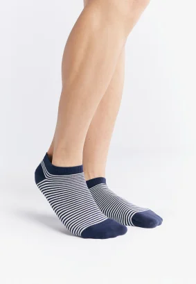 Albero blue striped sneaker socks in organic cotton_101146
