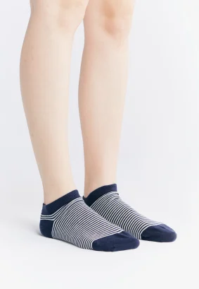 Albero blue striped sneaker socks in organic cotton_101147