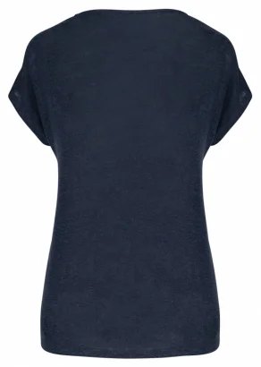 Gloria V-neck women's t-shirt in Linen - Navy_103426