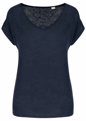 Gloria V-neck women's t-shirt in Linen - Navy_103428