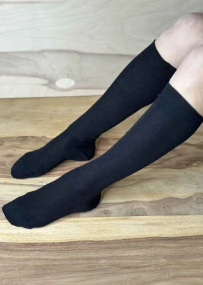 Knee high light socks in dyed organic cotton GREY/BLACK_107514