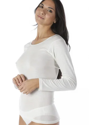 Women's long-sleeved underwear in wool and silk_107936