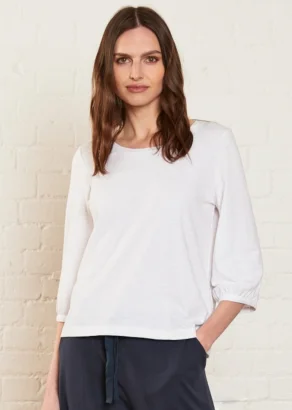 Women's Bubble white jersey in flamed organic cotton_108366