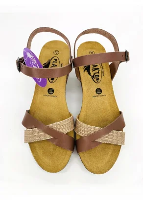 Women's Bercy sandals in cork and natural leather_110454