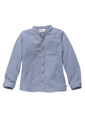 Light blue muslin shirt for children in pure organic cotton_109333