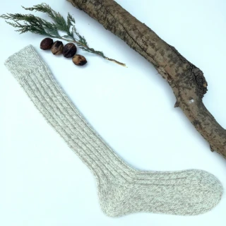 Knee high socks in natural wool and alpaca wool_52950